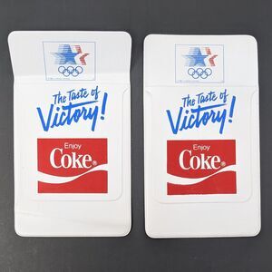 Lot Of 2 Coca Cola Plastic Pocket Protector 1984 Los Angeles CA Olympics Coke